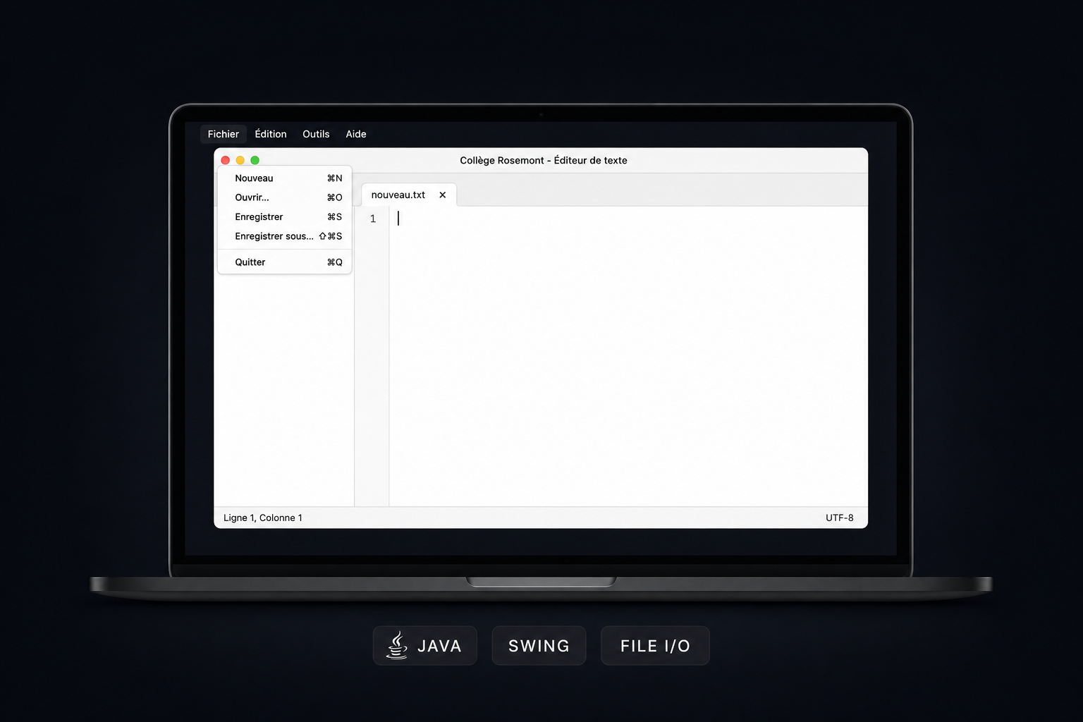 Éditeur de texte Java desktop application by Pierre Handy